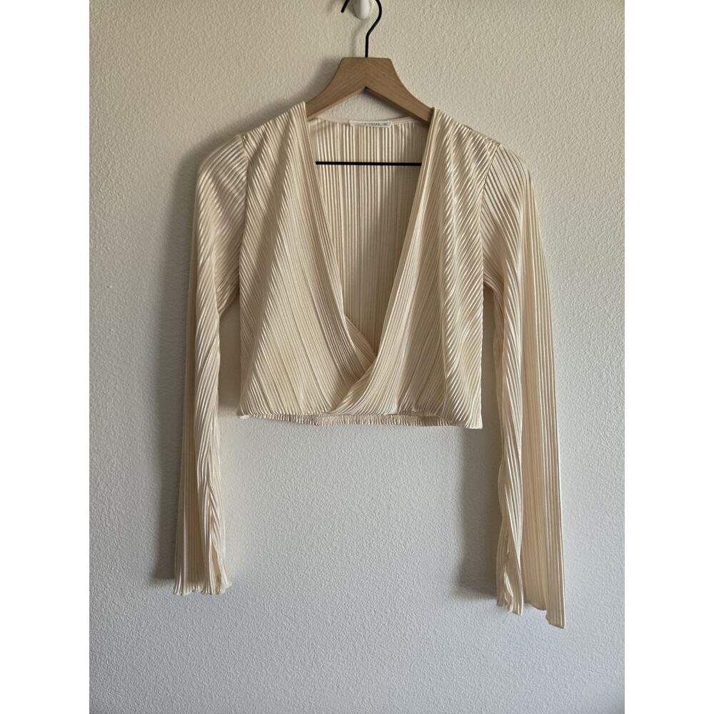 12th Tribe Zaria Cream Plisse Pants Long Sleeve Top Set Small Euro Summer Boho - Picture 5 of 13